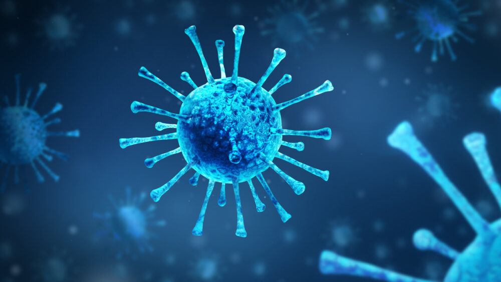 Close-up image of COVID-19 virus