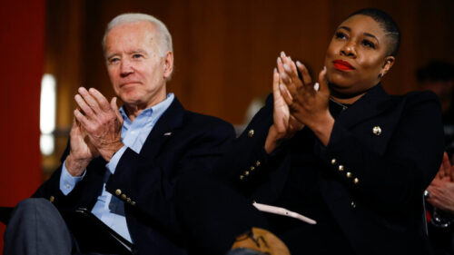President-elect Joe Biden with senior adviser Symone Sanders