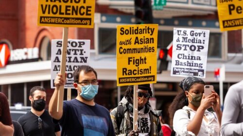 protestor against anti-Asian violence
